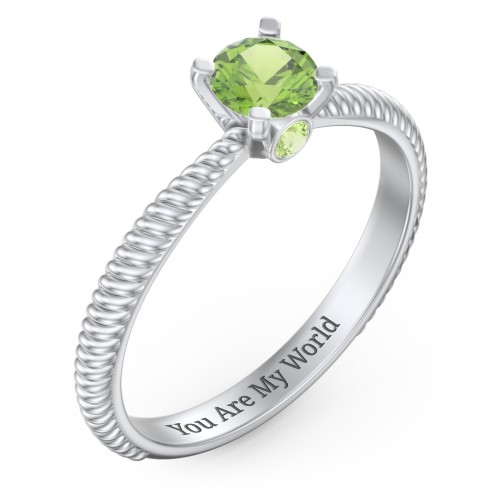 1/2 ct. Round Gemstone Peek-A-Boo Engagement Ring with Twisted Rope Band