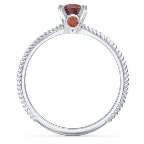 1/2 ct. Round Gemstone Peek-A-Boo Engagement Ring with Twisted Rope Band – Sterling Silver with Garnet