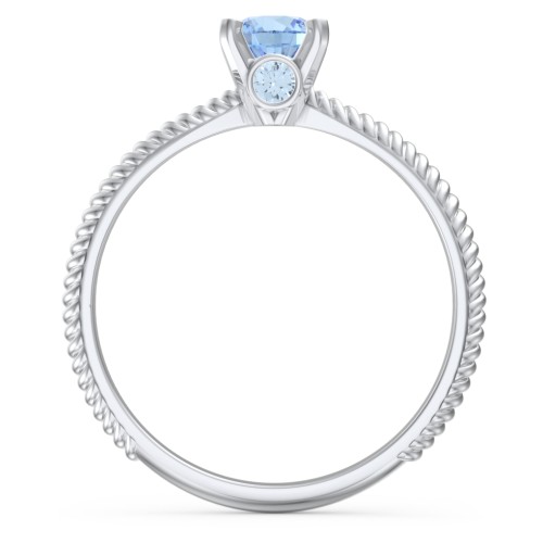 1/2 ct. Round Gemstone Peek-A-Boo Engagement Ring with Twisted Rope Band