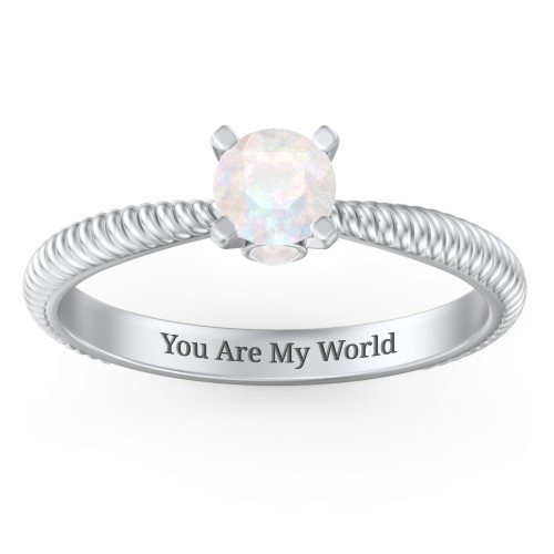 1/2 ct. Round Gemstone Peek-A-Boo Engagement Ring with Twisted Rope Band