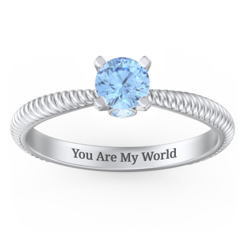 1/2 ct. Round Gemstone Peek-A-Boo Engagement Ring with Twisted Rope Band