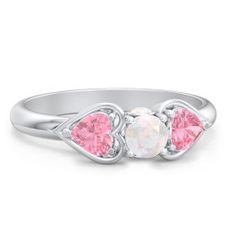 1/4 ct. Round Gemstone Peek-A-Boo Engagement Ring with Heart Stones