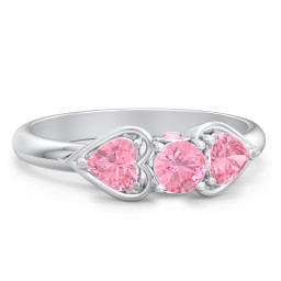 1/4 ct. Round Gemstone Peek-A-Boo Engagement Ring with Heart Stones