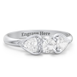 1/4 ct. Round Gemstone Peek-A-Boo Engagement Ring with Heart Stones