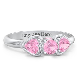 1/4 ct. Round Gemstone Peek-A-Boo Engagement Ring with Heart Stones