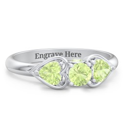 1/4 ct. Round Gemstone Peek-A-Boo Engagement Ring with Heart Stones in 925 Sterling Silver with Peridot