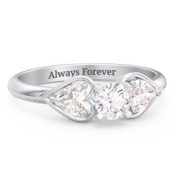 1/3 ct. Round Gemstone Engagement Ring with Heart Stones