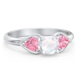 1/2 ct. Round Gemstone Engagement Ring with Heart Stones