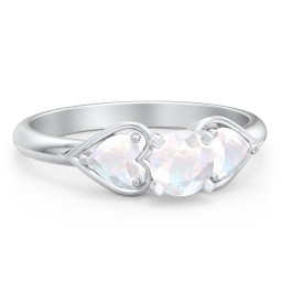 1/2 ct. Round Gemstone Engagement Ring with Heart Stones