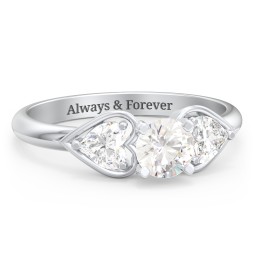 1/2 ct. Round Gemstone Engagement Ring with Heart Stones