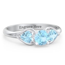 1/2 ct. Round Gemstone Engagement Ring with Heart Stones
