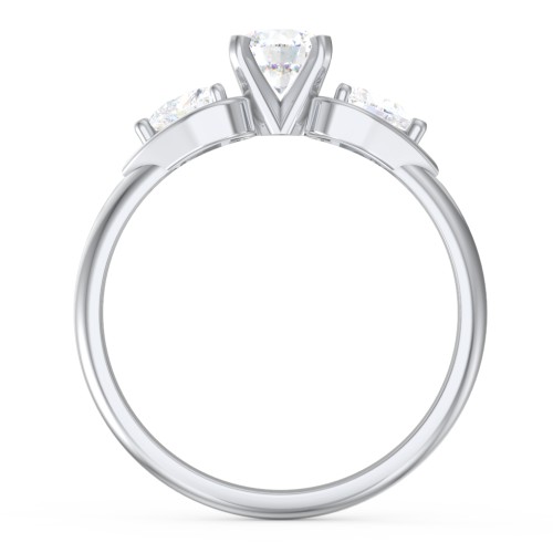 1/2 ct. Round Gemstone Engagement Ring with Heart Stones