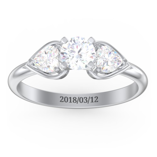1/2 ct. Round Gemstone Engagement Ring with Heart Stones