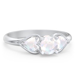 1/2 ct. Round Gemstone Peek-A-Boo Engagement Ring with Heart Stones