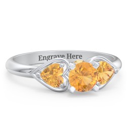1/2 ct. Round Gemstone Peek-A-Boo Engagement Ring with Heart Stones in 925 Sterling Silver with Citrine