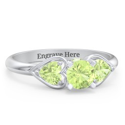 1/2 ct. Round Gemstone Peek-A-Boo Engagement Ring with Heart Stones in 925 Sterling Silver with Peridot