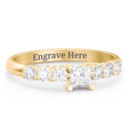 1/4 ct. Princess Gemstone Engagement Ring with Side Gemstones