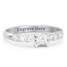 1/4 ct. Princess Gemstone Engagement Ring with Side Gemstones