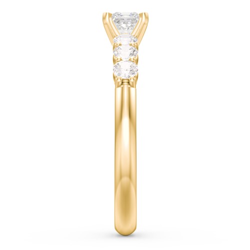 1/4 ct. Princess Gemstone Engagement Ring with Side Gemstones – 10K Yellow Gold with White Premium Zirconia and Cubic Zirconia