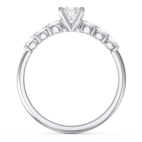 1/4 ct. Princess Gemstone Engagement Ring with Side Gemstones