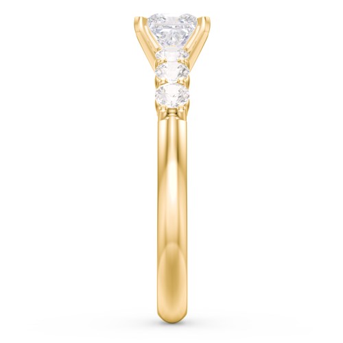 1/2 ct. Princess Gemstone Engagement Ring with Side Gemstones – 10K Yellow Gold with White Premium Zirconia and Cubic Zirconia