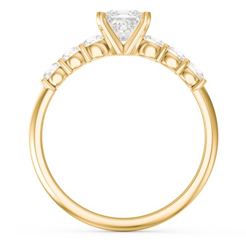 1/2 ct. Princess Gemstone Engagement Ring with Side Gemstones – 10K Yellow Gold with White Premium Zirconia and Cubic Zirconia