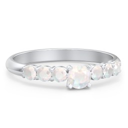 1/4 ct. Round Gemstone Engagement Ring with Side Gemstones