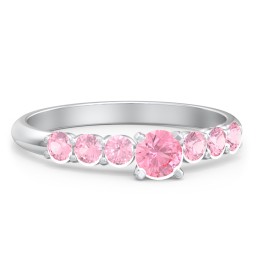 1/4 ct. Round Gemstone Engagement Ring with Side Gemstones