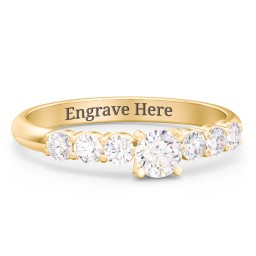 1/4 ct. Round Gemstone Engagement Ring with Side Gemstones