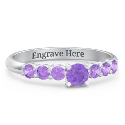 1/4 ct. Round Gemstone Engagement Ring with Side Gemstones in 925 Sterling Silver