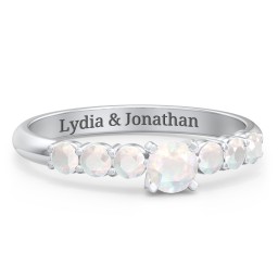 1/4 ct. Round Gemstone Engagement Ring with Side Gemstones