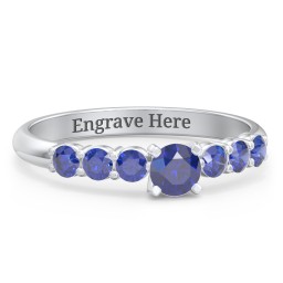 1/4 ct. Round Gemstone Engagement Ring with Side Gemstones in 925 Sterling Silver with Blue Sapphire