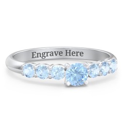 1/4 ct. Round Gemstone Engagement Ring with Side Gemstones in 925 Sterling Silver with Blue Topaz