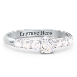 1/4 ct. Round Gemstone Peek-A-Boo Engagement Ring with Side Gemstones