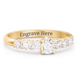 1/4 ct. Round Gemstone Peek-A-Boo Engagement Ring with Side Gemstones