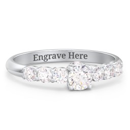 1/4 ct. Round Gemstone Peek-A-Boo Engagement Ring with Side Gemstones