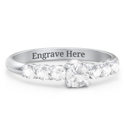 1/4 ct. Round Gemstone Peek-A-Boo Engagement Ring with Side Gemstones