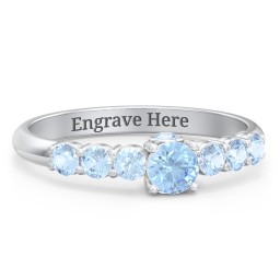 1/4 ct. Round Gemstone Peek-A-Boo Engagement Ring with Side Gemstones in 925 Sterling Silver with Blue Topaz
