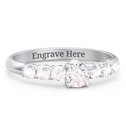 1/4 ct. Round Gemstone Peek-A-Boo Engagement Ring with Side Gemstones in 925 Sterling Silver with White Sapphire and Cubic Zirconia