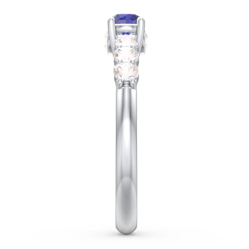 1/4 ct. Round Gemstone Peek-A-Boo Engagement Ring with Side Gemstones