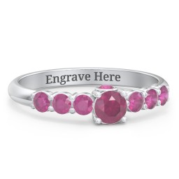 1/4 ct. Round Gemstone Peek-A-Boo Engagement Ring with Side Gemstones in 925 Sterling Silver with Ruby