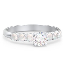 1/3 ct. Round Gemstone Engagement Ring with Side Gemstones