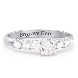 1/3 ct. Round Gemstone Engagement Ring with Side Gemstones