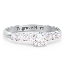 1/3 ct. Round Gemstone Engagement Ring with Side Gemstones