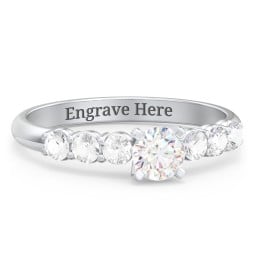 1/3 ct. Round Gemstone Engagement Ring with Side Gemstones