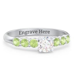 1/3 ct. Round Gemstone Engagement Ring with Side Gemstones