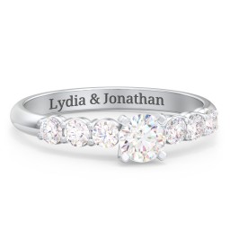 1/3 ct. Round Gemstone Engagement Ring with Side Gemstones in 925 Sterling Silver with Lab Diamond