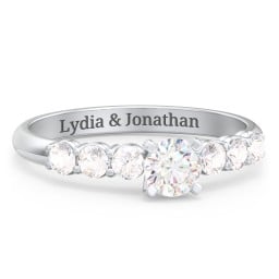 1/3 ct. Round Gemstone Engagement Ring with Side Gemstones