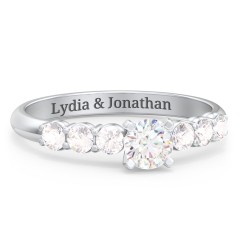 1/3 ct. Round Gemstone Engagement Ring with Side Gemstones – 10K Yellow Gold with White Premium Zirconia and Cubic Zirconia