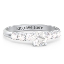 1/2 ct. Round Gemstone Engagement Ring with Side Gemstones